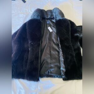 GAP BLACK FAUX-FUR JACKET SIZE XL